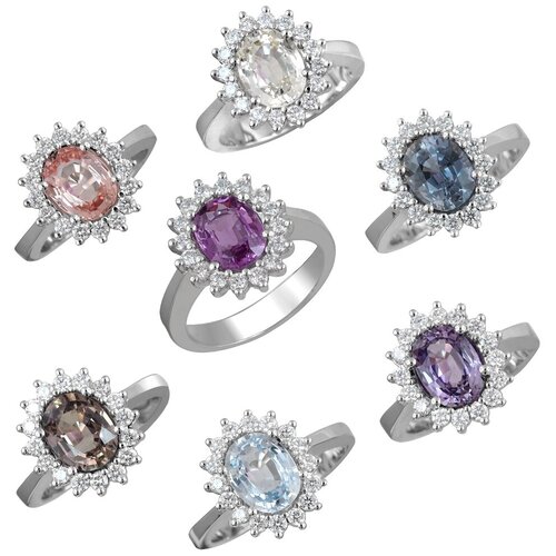 фото Эстет золотое кольцо с бриллиантами, сапфиром 01к6211995-1, размер 16.5