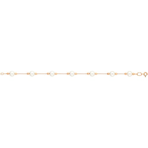 фото Примаэксклюзив браслет с 7 жемчугом из красного золота пр757б, 18 см, 4.87 г