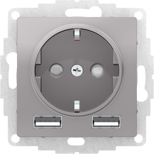 SE AtlasDesign Алюминий SO + USB Розетка A+A, 5В/2, 4А, 2х5В/1, 2А, механизм