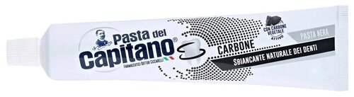 Pasta Del Capitano Black Whitener Chrcoal Зубная паста отбеливающая с углем 15 мл