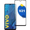 Полноэкранное защитное стекло на телефон Vivo V21 / Противоударное полноклеевое стекло для смартфона Виво В21 с олеофобным покрытием - изображение