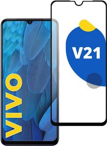 Фото Полноэкранное защитное стекло на телефон Vivo V21 / Противоударное полноклеевое стекло для смартфона Виво В21 с олеофобным покрытием