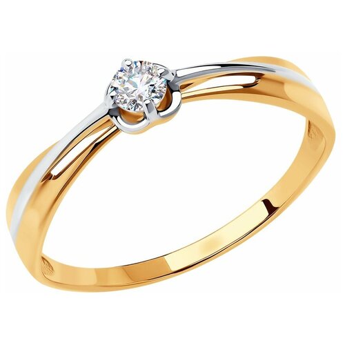 фото Sokolov кольцо из золота с фианитом swarovski 81010470, размер 17