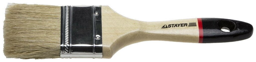 STAYER UNIVERSAL - EURO 63 мм 2.5″ светлая натуральная щетина деревянная ручка все виды ЛКМ плоская кисть (0102-063)