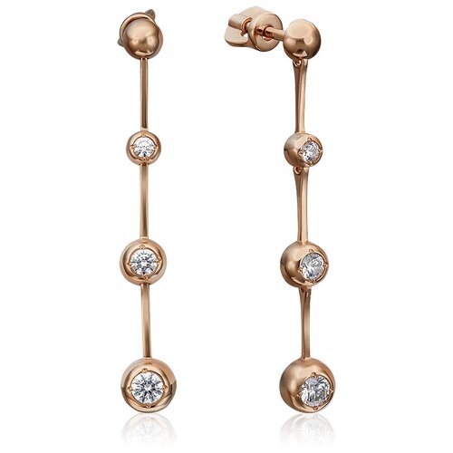 PLATINA jewelry Серьги из красного золота с Swarovski Zirconia 02-4319-00-501-1110-38