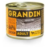 Grandin Adult Консервы для взрослых собак всех пород с курицей и льняным маслом, 200г, 6 шт - изображение