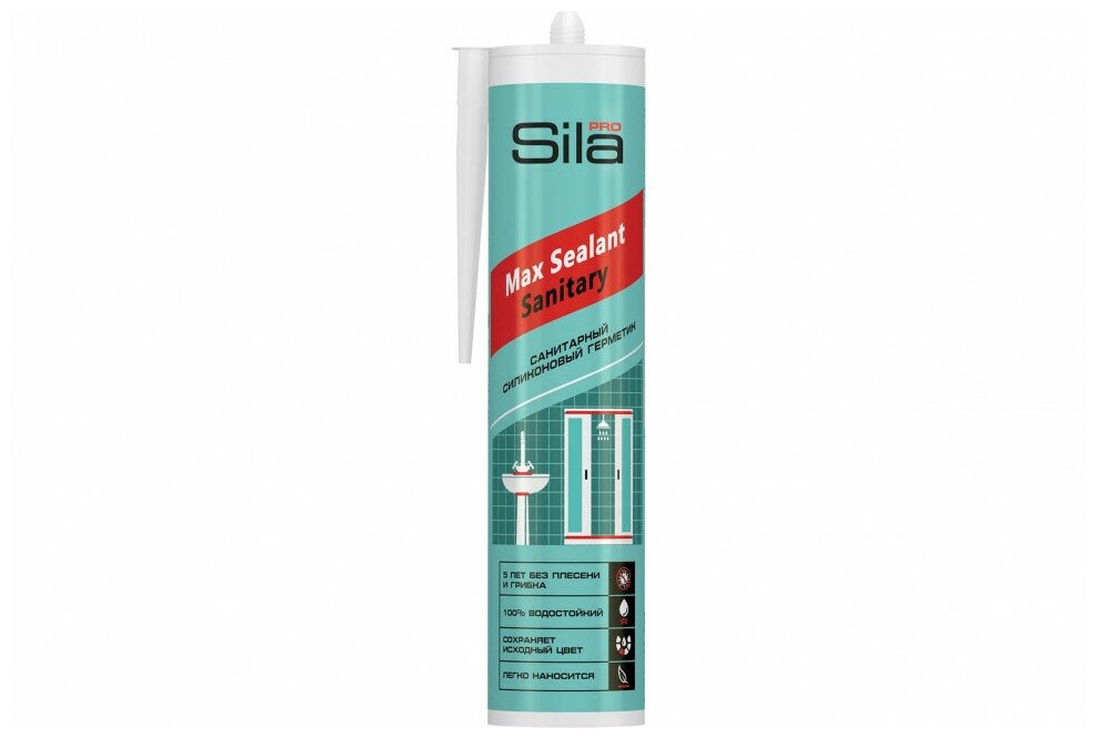 Силиконовый санитарный герметик Sila белый PRO Max Sealant 290 мл SSSWH0290