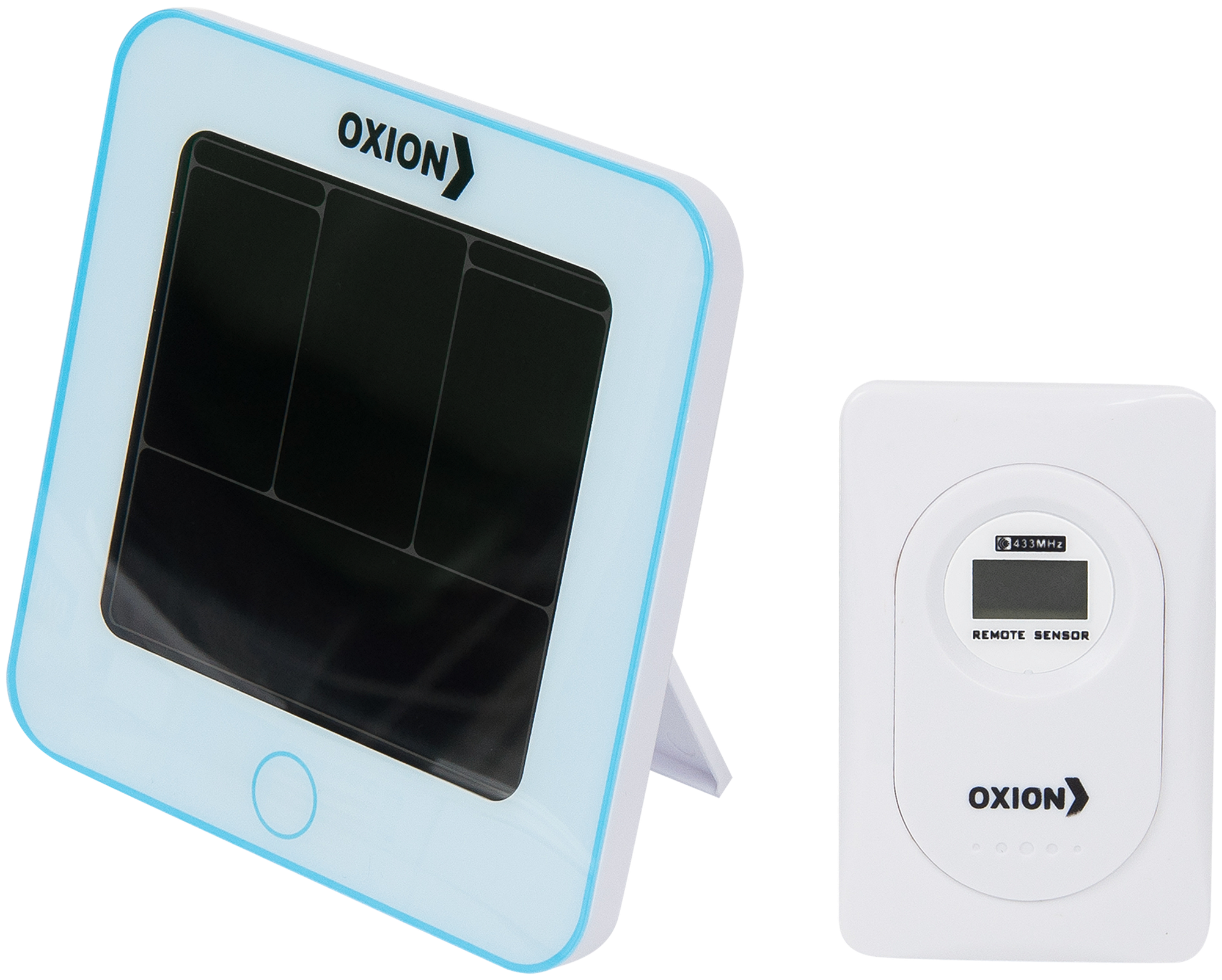 Часы-метеостанция Oxion OTM602 с беспроводным датчиком цвет голубой - фотография № 1