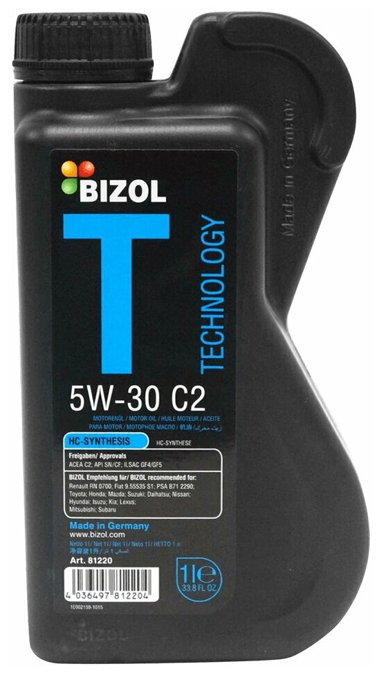 Масло моторное BIZOL Technology 5W30 C2 1л