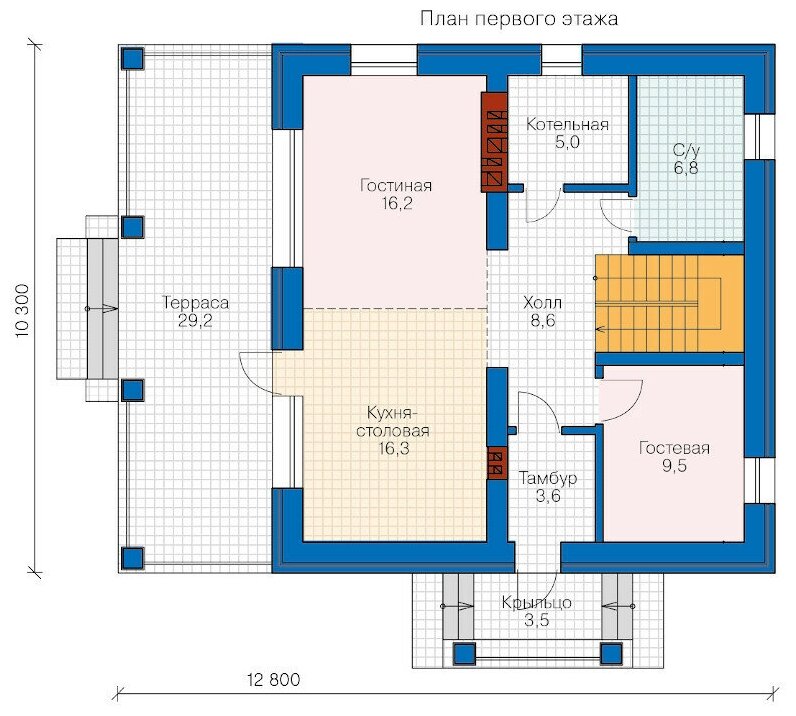 Проект газобетонного дома Catalog-Plans-40-04DF (165,18кв.м, 10,3x9,8м, газобетон 400) - фотография № 2