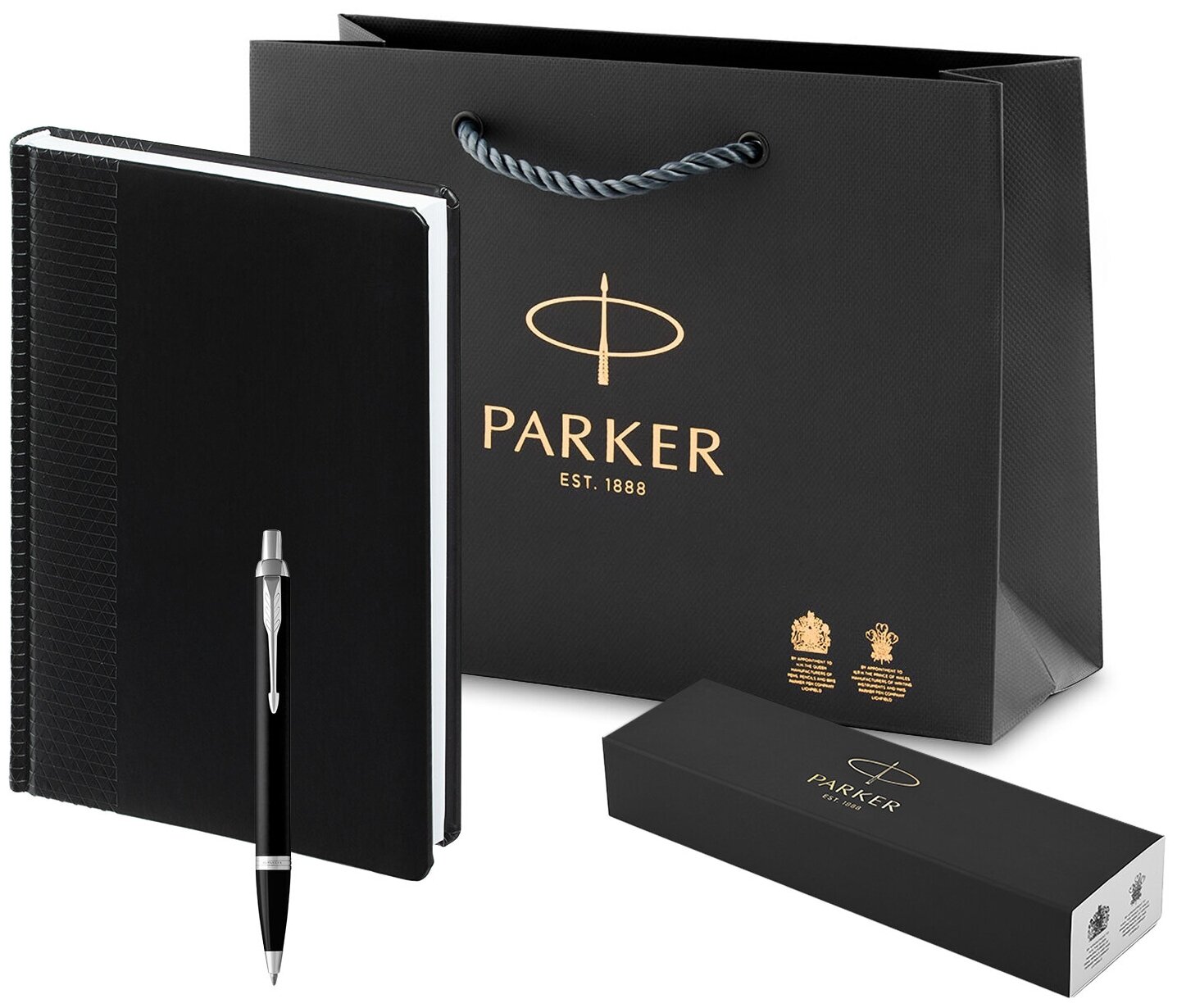 Подарочный набор: ручка Parker IM Metal Matte Black CT, ежедневник. Бизнес подарок.