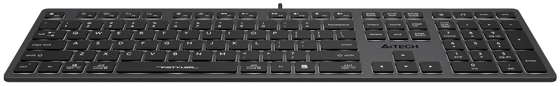 Клавиатура проводная A4TECH Fstyler FX60 USB серый