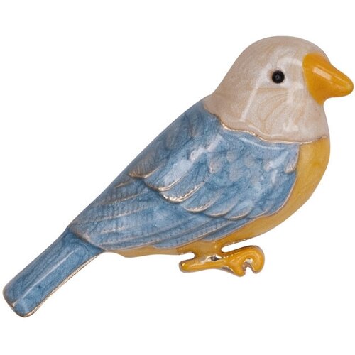 Брошь OTOKODESIGN, эмаль, желтый, белый брошь бижутерная птичка замок булавка синий 52471