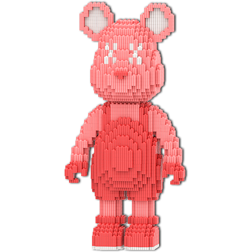 3D конструктор пластиковый медведь BearBrick красный 32,5 см