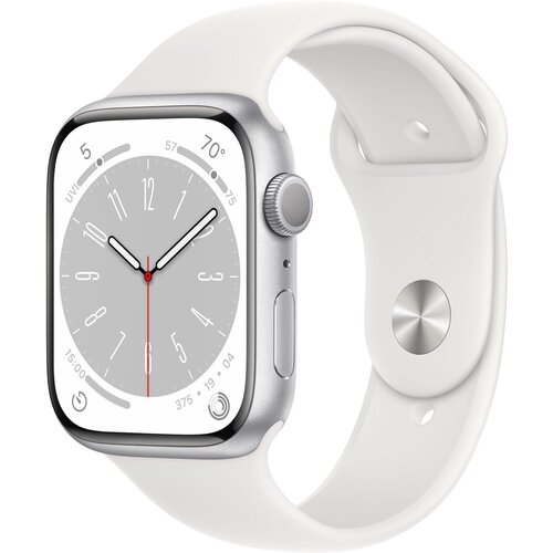 Apple Watch Series 8 45mm ( MP6N3) Silver Aluminum Case with White Sport Band (2022)