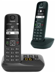 Радиотелефон DECT с автоответчиком и двумя трубками Gigaset AS690A DUO RUS Black