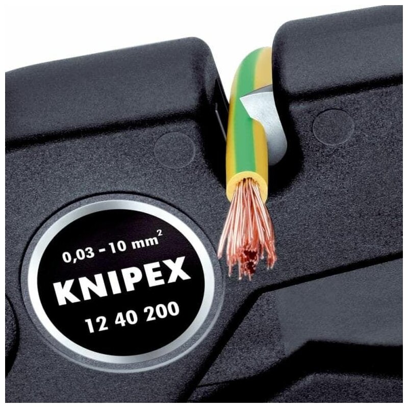 Стриппер автоматический многофункциональный KNIPEX KN-1240200SB со сменными ножами, Ø 0.03-10 мм (AWG 32-7), 200 мм, SB - фотография № 6