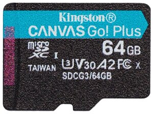 Карта памяти 64Gb - Kingston MicroSDHC 170R A2 U3 V30 Canvas