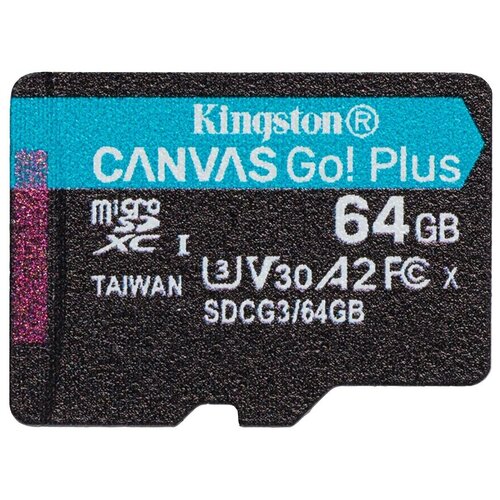 Карта памяти 64Gb - Kingston MicroSDHC 170R A2 U3 V30 Canvas