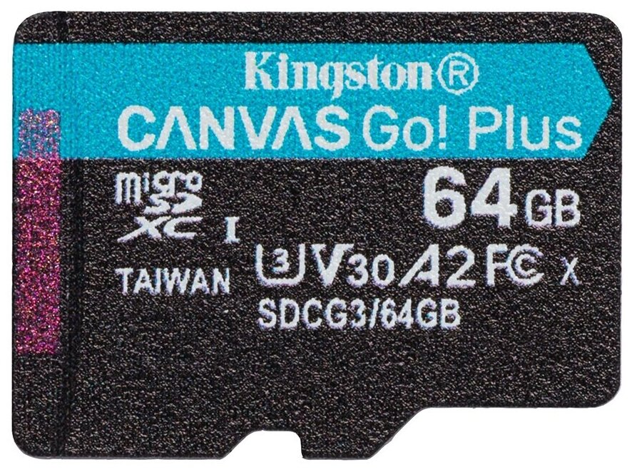 Карта памяти Kingston 64GB microSDXC Canvas Go Plus 170R A2 U3 V30 Single Pack w/o ADP