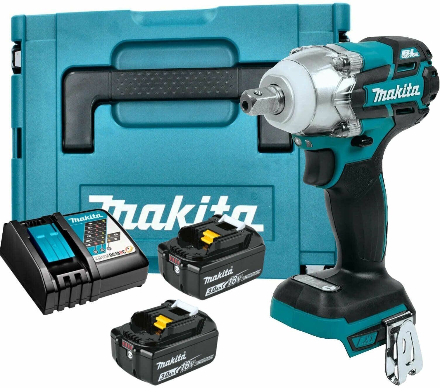 Makita DTW285RFJX Гайковерт ак уд б\\щ, {18В,2 х 3Ач Liion,0-1800\\2600\\3500\\м,280Нм,кв1\\2",1.7кг,М10-20,MakPac,н-р акс} - фото №6