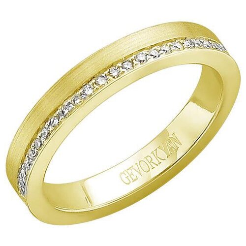 Кольцо обручальное Эстет, желтое золото, 585 проба, бриллиант, размер 18