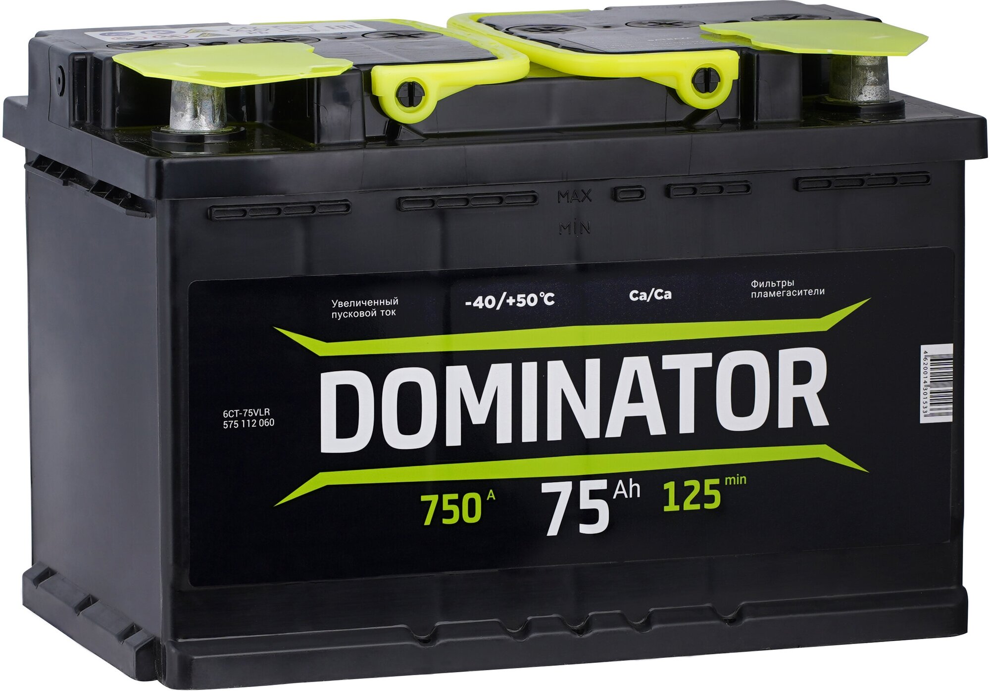 Автомобильный аккумулятор Dominator 75 Ач (0) 6СТ-75VLR, 750 A