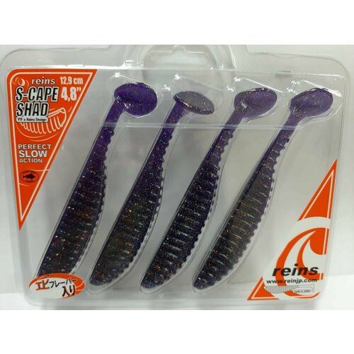 Мягкая приманка REINS S CAPE SHAD 48 Цв 591-Poseidon Violet 4 штуп 690₽