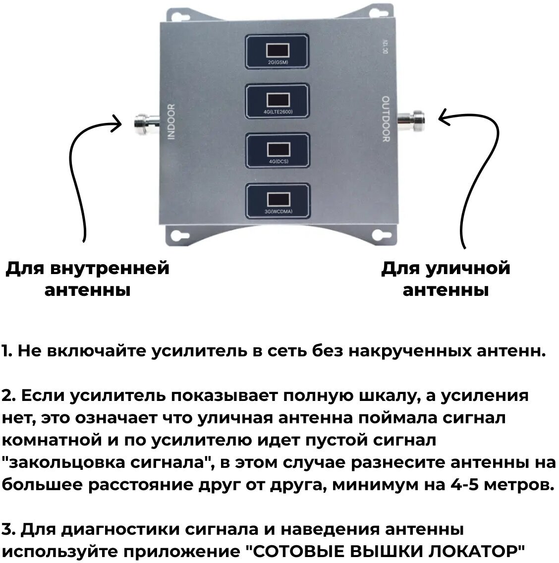 Усилитель сигнала сотовой связи 2G/3G/4G - Комплект Telestone 900/1800/2100/2600 Гц