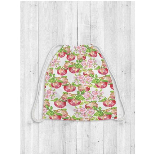JoyArty Рюкзак-мешок Яблочный рай bpa_15975, белый/розовый/зеленый joyarty рюкзак мешок цветочная картина bpa 2862 белый розовый зеленый
