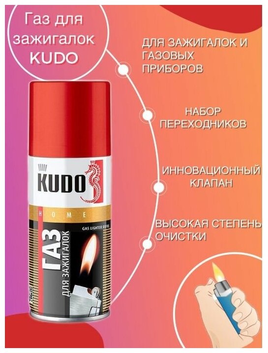 Газ для зажигалок Kudo KU-H404, 140 мл - фотография № 5