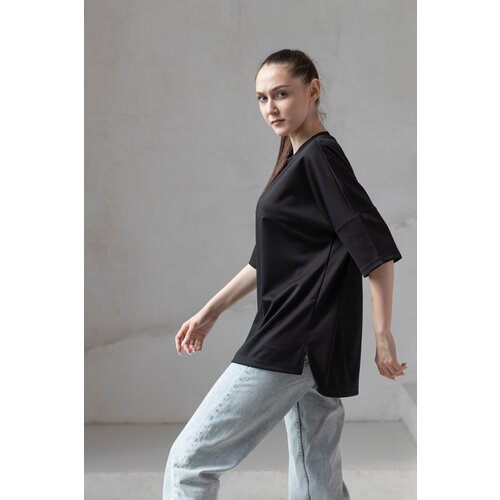 фото Футболка женская оверсайз lisbrand/черная 42-44