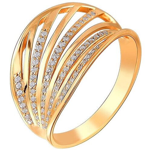 фото Эстет кольцо с 74 фианитами из серебра с позолотой 01к156900а, размер 17.5