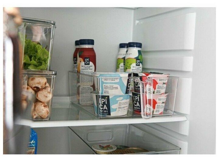 Контейнер для холодильника с крышкой и ручкой RICCO, 32×20,5×10 см, цвет прозрачный - фотография № 13
