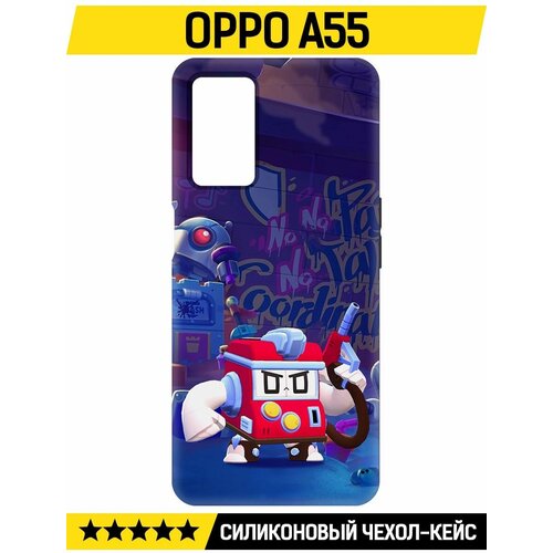 Чехол-накладка Krutoff Soft Case Brawl Stars - V8-БИТ для Oppo A55 черный чехол накладка krutoff soft case brawl stars v8 бит для vivo t1 черный