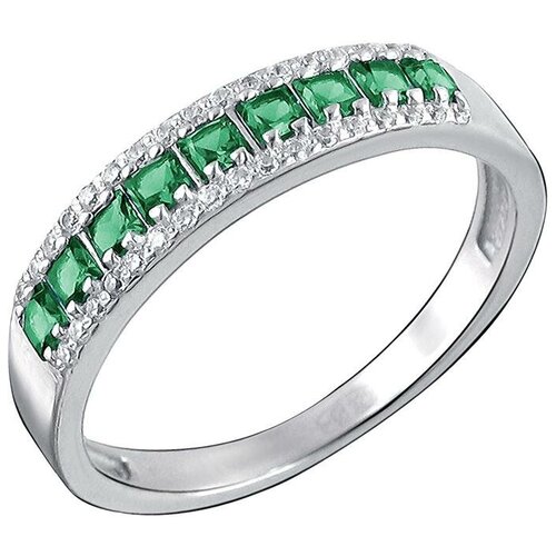 фото Эстет кольцо с изумрудами и фианитами из серебра 01к255948-2, размер 17.5