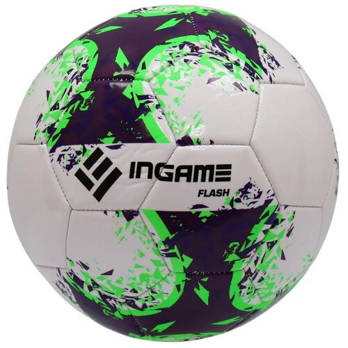 Футбольный мяч INGAME Flash, 5 размер, фиолетовый, зеленый