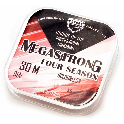 Леска для рыбалки CONDOR Megastrong Four Season d-0,10 мм, L-30 м, разрывная нагрузка 1,80 кг (20 шт), премиум качество Япония