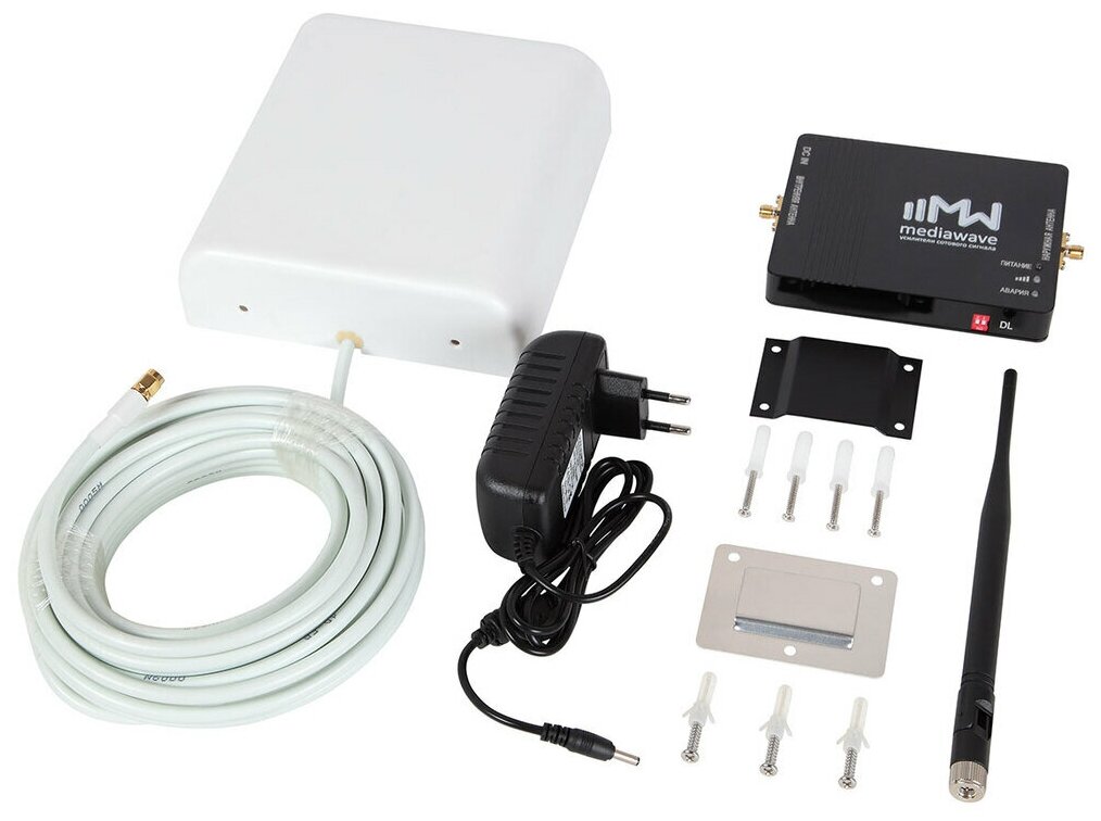 Комплект усиления сигнала 1800 МГц GSM/4G-LTE MediaWave (MWK-18-S до 200 м2)