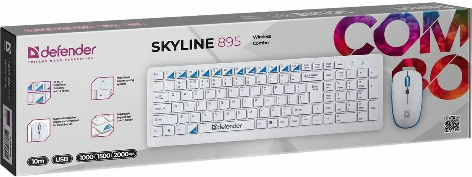 Комплект клавиатура и мышь DEFENDER Skyline 895 Nano White USB (45895) - фотография № 8