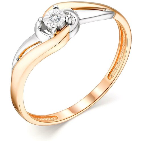 фото Алькор кольцо с 1 бриллиантом из красного золота 13786-100, размер 16