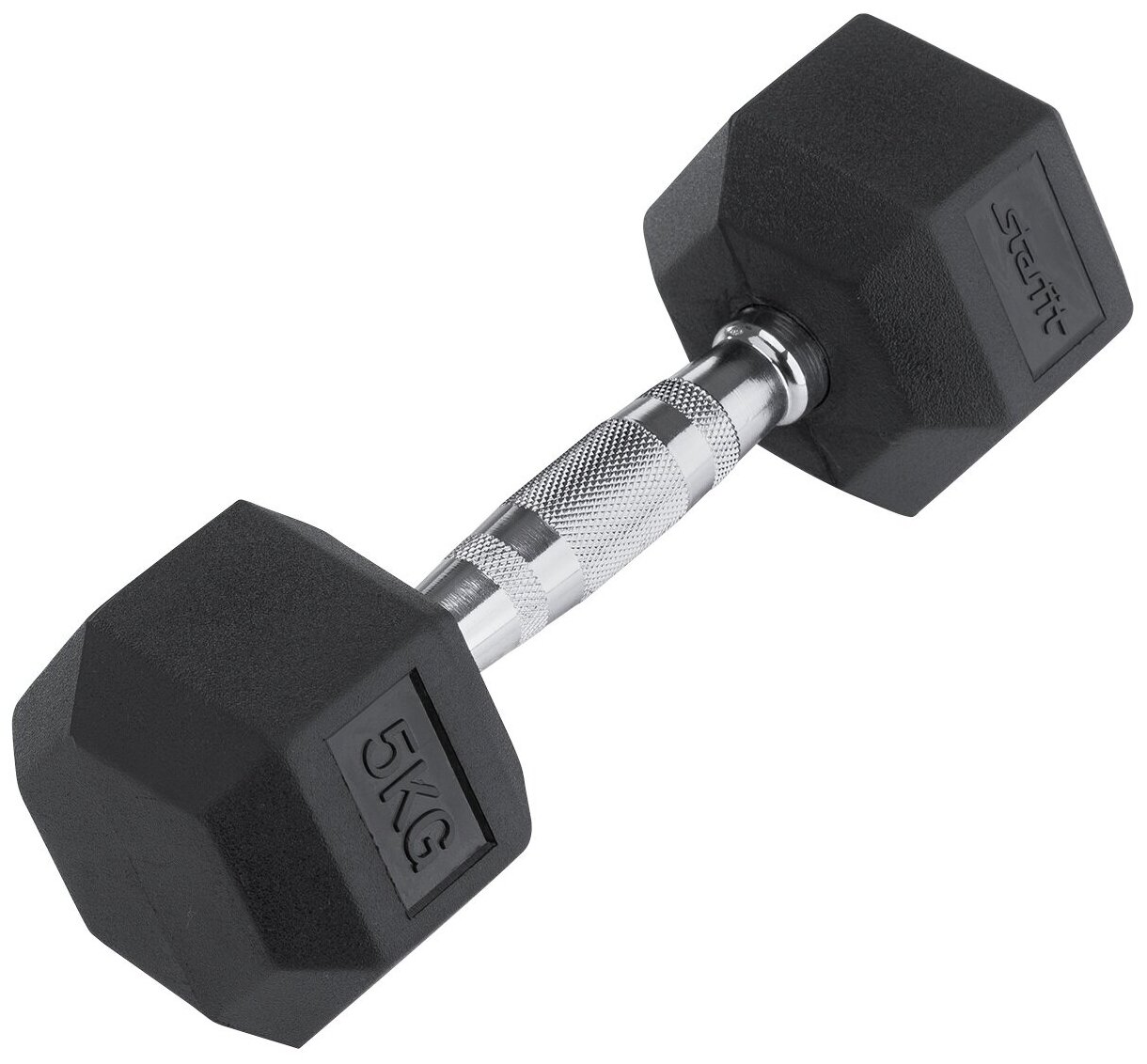 Гантель обрезиненная STARFIT DB-301 5 кг, черная 1/4