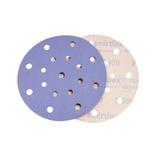 Шлифовальный абразивный круг Smirdex Velcro Discs 740 150 мм, 17 отв P80 100 шт 740411080