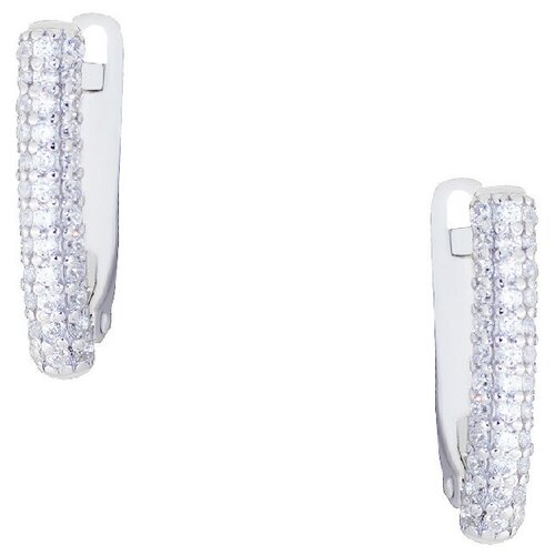 Серьги JEDA, серебро, 925 проба, родирование, фианит, золотой