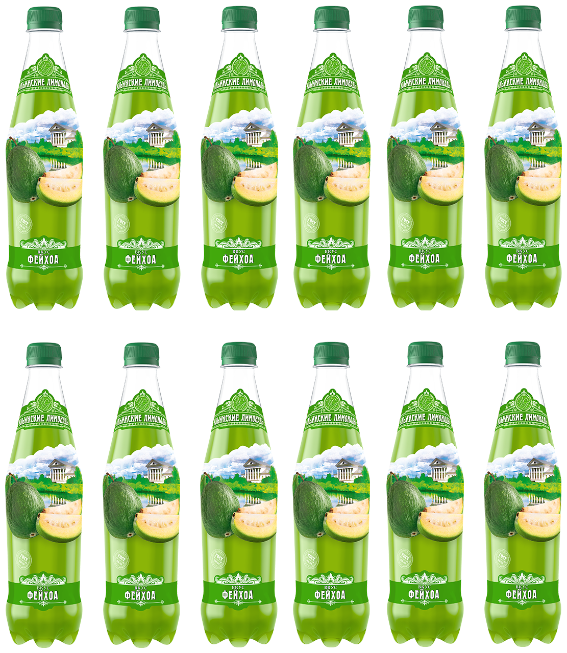 Напиток сильногазированный "Ильинские лимонады" Фейхоа 0,48л, 12 шт - фотография № 1
