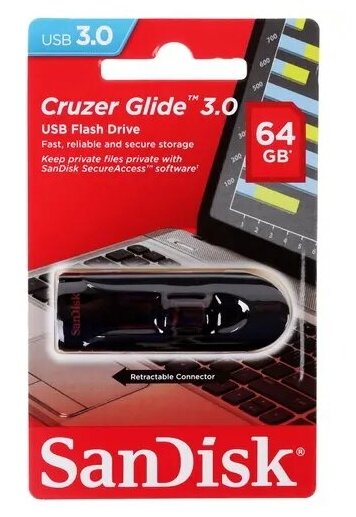 64GB USB 3.0 Флеш-накопитель SanDisk Cruzer Glide черный (SDCZ600-064G-G35)
