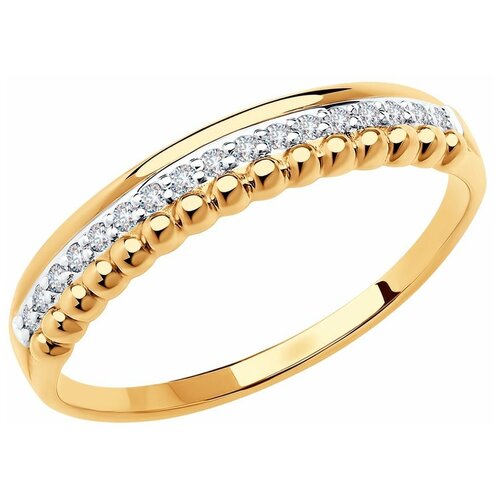 фото Sokolov кольцо из золота с фианитами 018653, размер 15.5