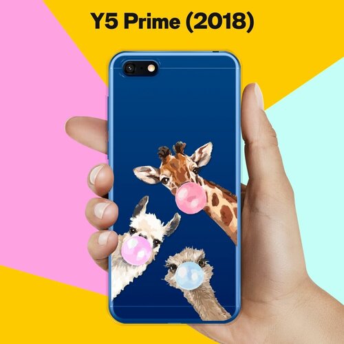 Силиконовый чехол Лама, жираф и страус на Huawei Y5 Prime (2018) силиконовый чехол лама жираф и страус на huawei y5 prime 2018