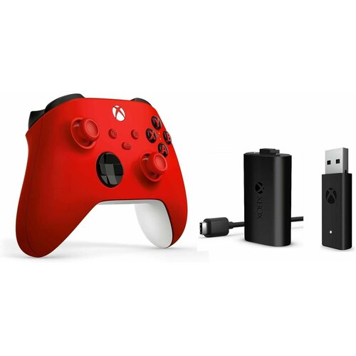 Геймпад Microsoft беспроводной Series S X Xbox One S X Pulse Red красный Аккумулятор Беспроводной адаптер - ресивер для ПК 1499000₽