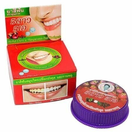 Травяная отбеливающая зубная паста "Мангостин" 5 Star 5A Toothpaste Mangosteen 25g